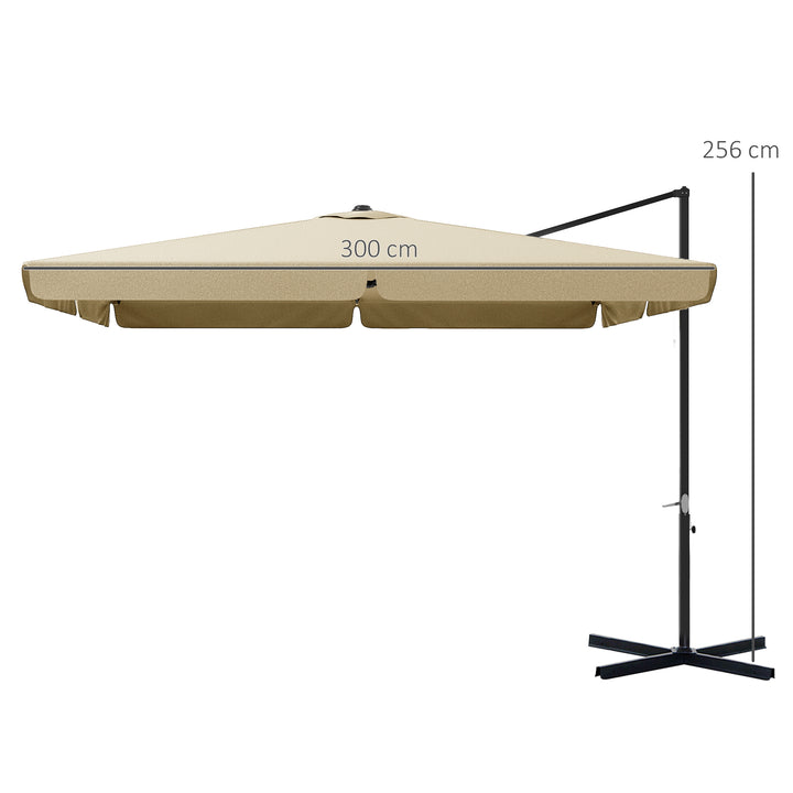 3m Cantilever Parasol, with Four-Position Canopy - Khaki