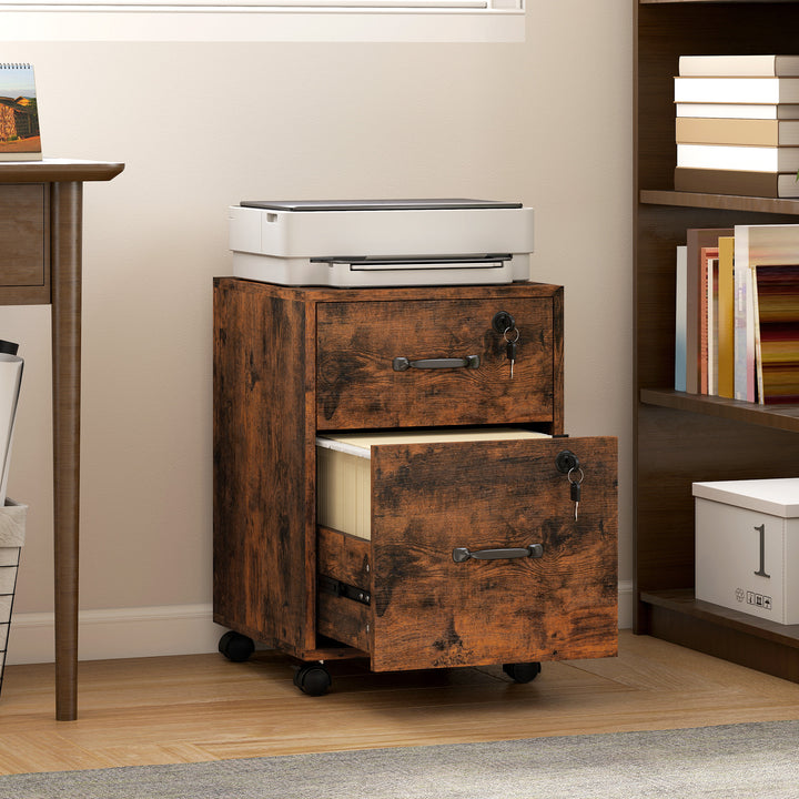 Rolling File Cabinet with 2 Drawers, Mobile Filing Cabinet with Hanging File Folder for Letter Sized Documents