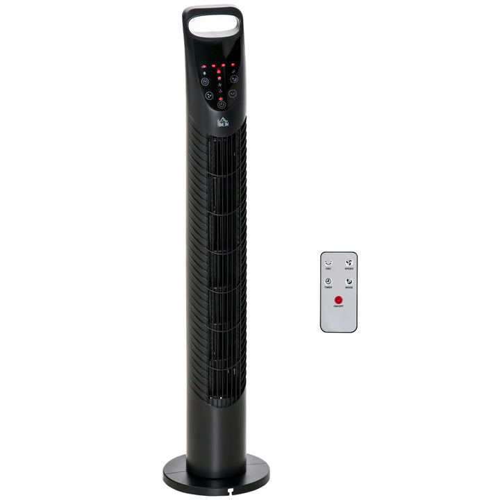 HOMCOM Oscillating Tower Cooler: 3 Speeds, 3 Modes, 40W, Remote Control, Timer, Quiet Operation for Home Office, Jet Black, 78.5cm | Aosom UK