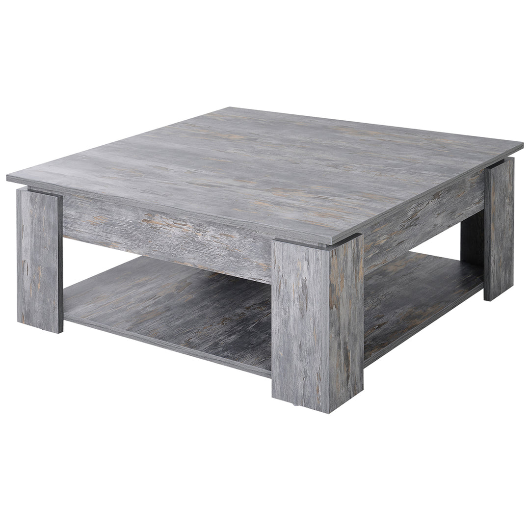 MCL 2 Tier Wood Coffee Table Side Table Bottom Storage Shelf  Simple Modern Living Room Grey Wood Grain