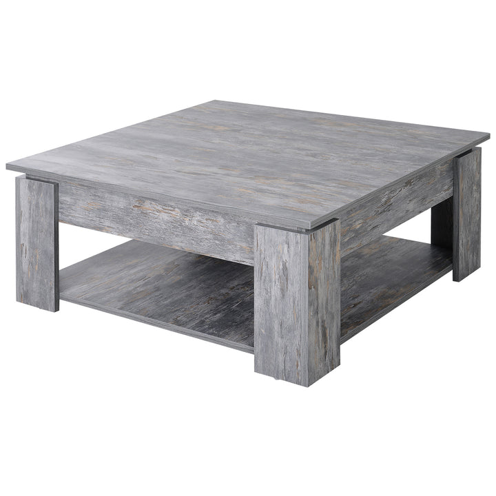 MCL 2 Tier Wood Coffee Table Side Table Bottom Storage Shelf  Simple Modern Living Room Grey Wood Grain
