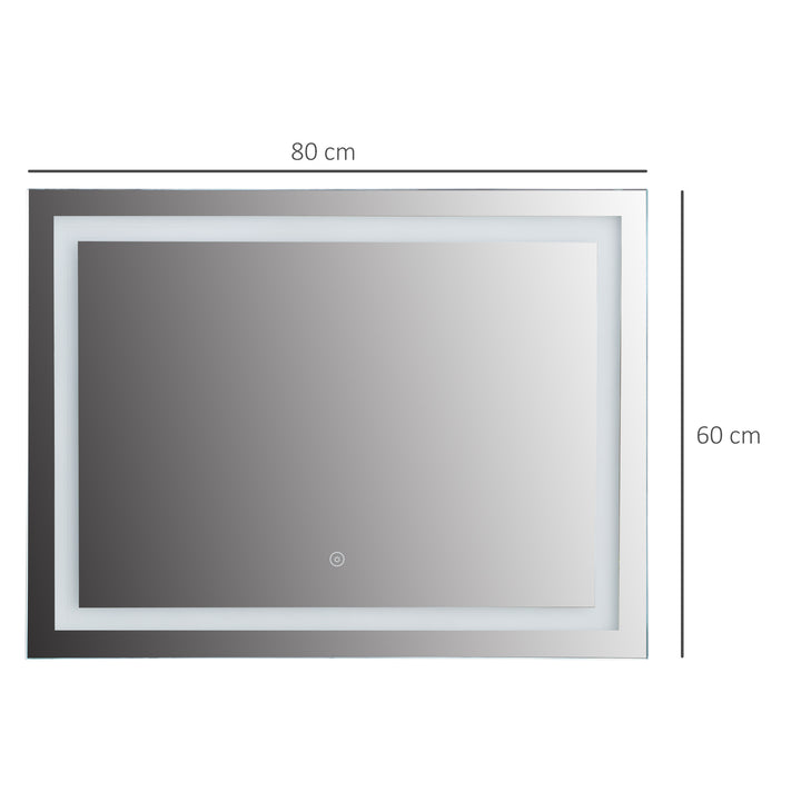80x60cm LED Bathroom Mirror Wall Mounted Vanity Light Illuminated w/ Touch Switch Accessories Home Furnishings