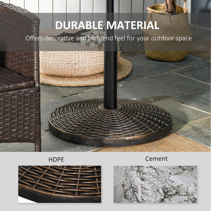 25 kg Plastic and Cement Rattan Pattern Parasol Base - Antique Bronze