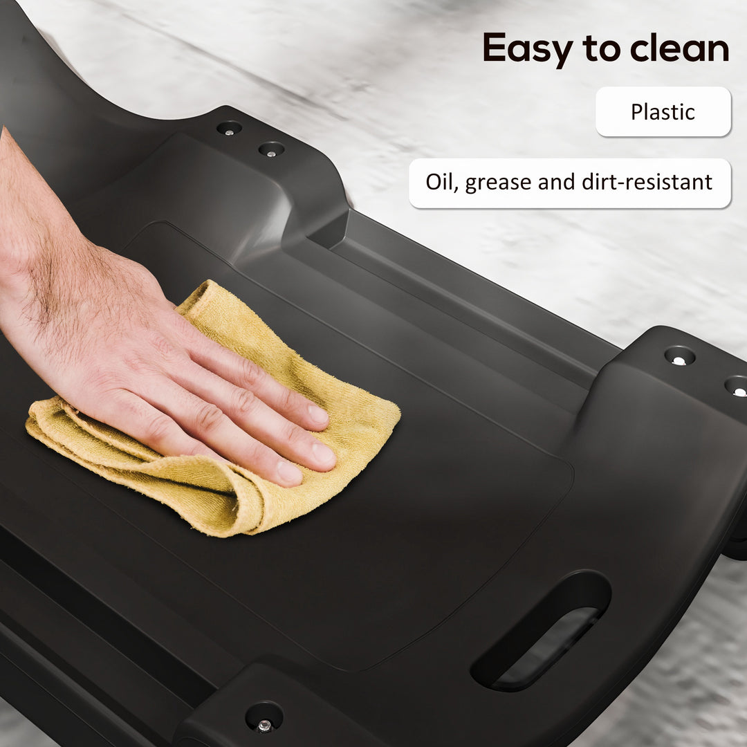 Mechanic Vehicle Creeper, Under-Car Rolling Crawler Board, with Headrest, Wheels, Black