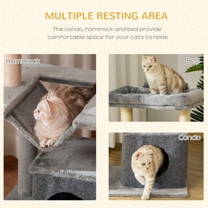 Cat Tree, 90cm Cat Tower with Sisal Scratching Posts, Cat Condo, Hammo