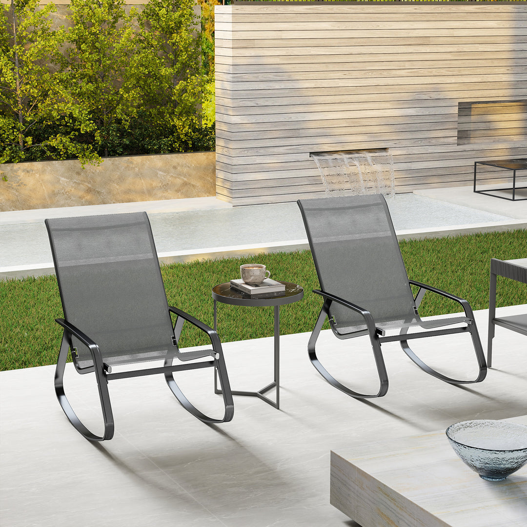 Set of Two Rocking Garden Chairs - Grey