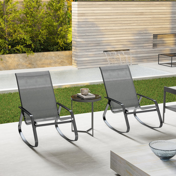 Set of Two Rocking Garden Chairs - Grey