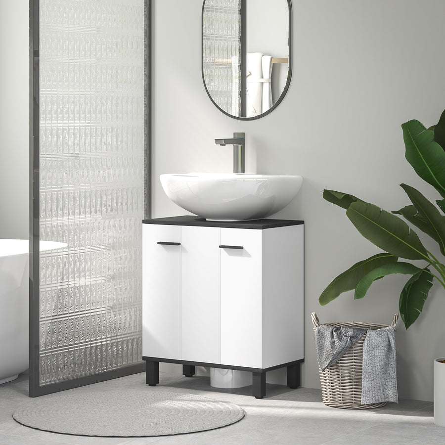 Modern Under-Sink Bathroom Cabinet - High Gloss White