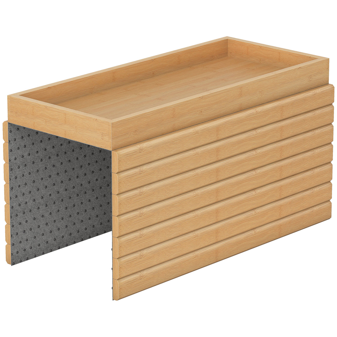 Bamboo Sofa Arm Tray, Foldable Anti-Slip Armrest Tray for Drinks and S
