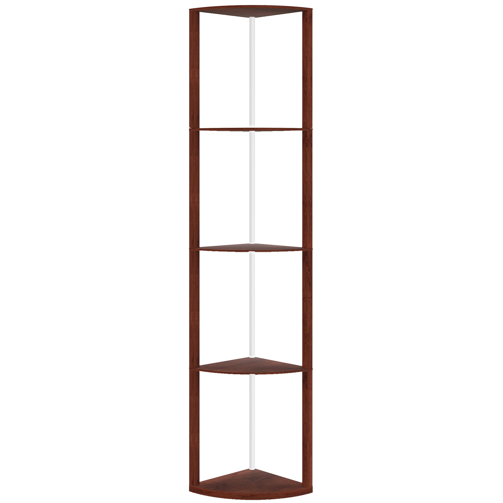 RGB LED Floor Lamp with Shelves, 5-Tier Dimmable Standing Lamp with Adjustable Brightness and Remote Control, Modern Corner Display Shelf Unit for Living Room Bedroom Office, Brown