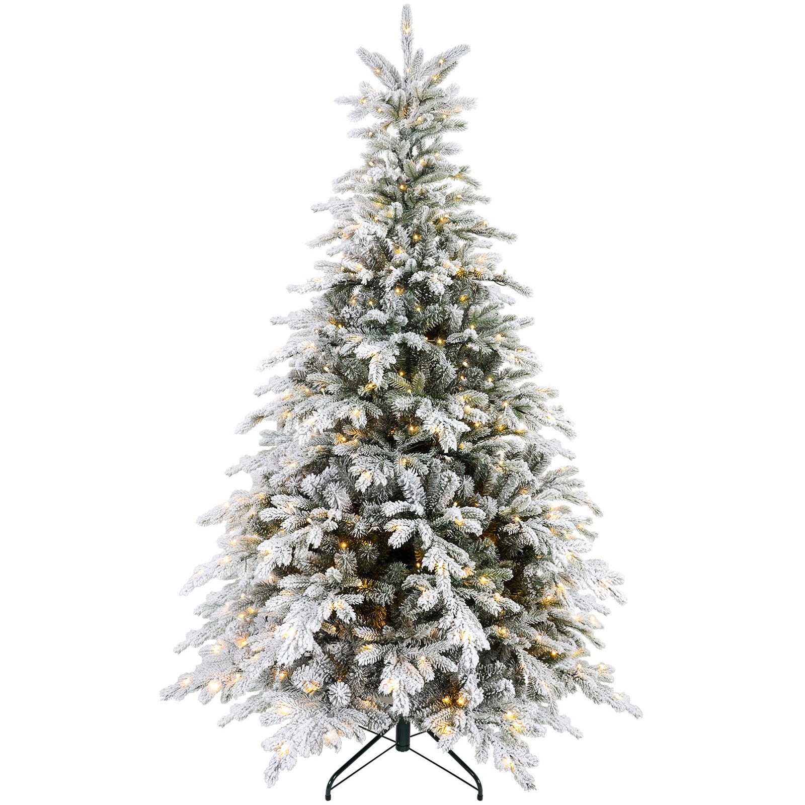6ft Bushy Snow-Flocked Artificial Christmas Tree, with LED Lights