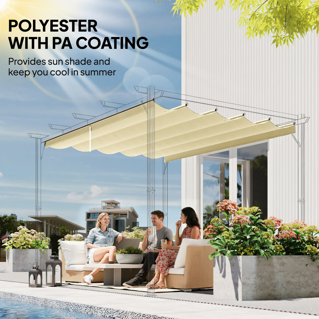 Retractable Pergola Cover, 3.5 x 2.6 m Replacement Canopy Fabric for 4