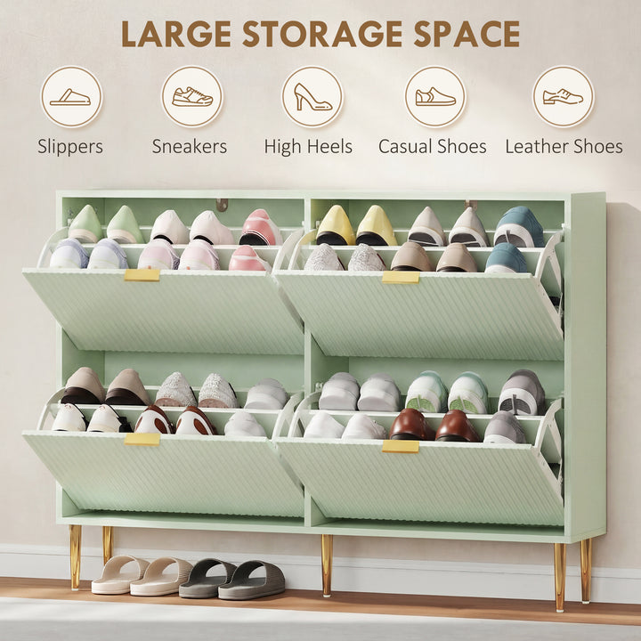 Elegant Four-Drawer Shoe Cabinet - Light Green