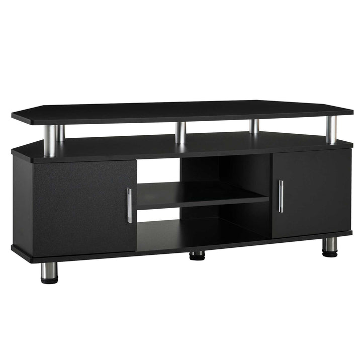 HOMCOM TV Unit Cabinet for TVs up to 55 Inch, Entertainment Center with 2 Storage Shelves and Cupboards, for Living Room, Black | Aosom UK