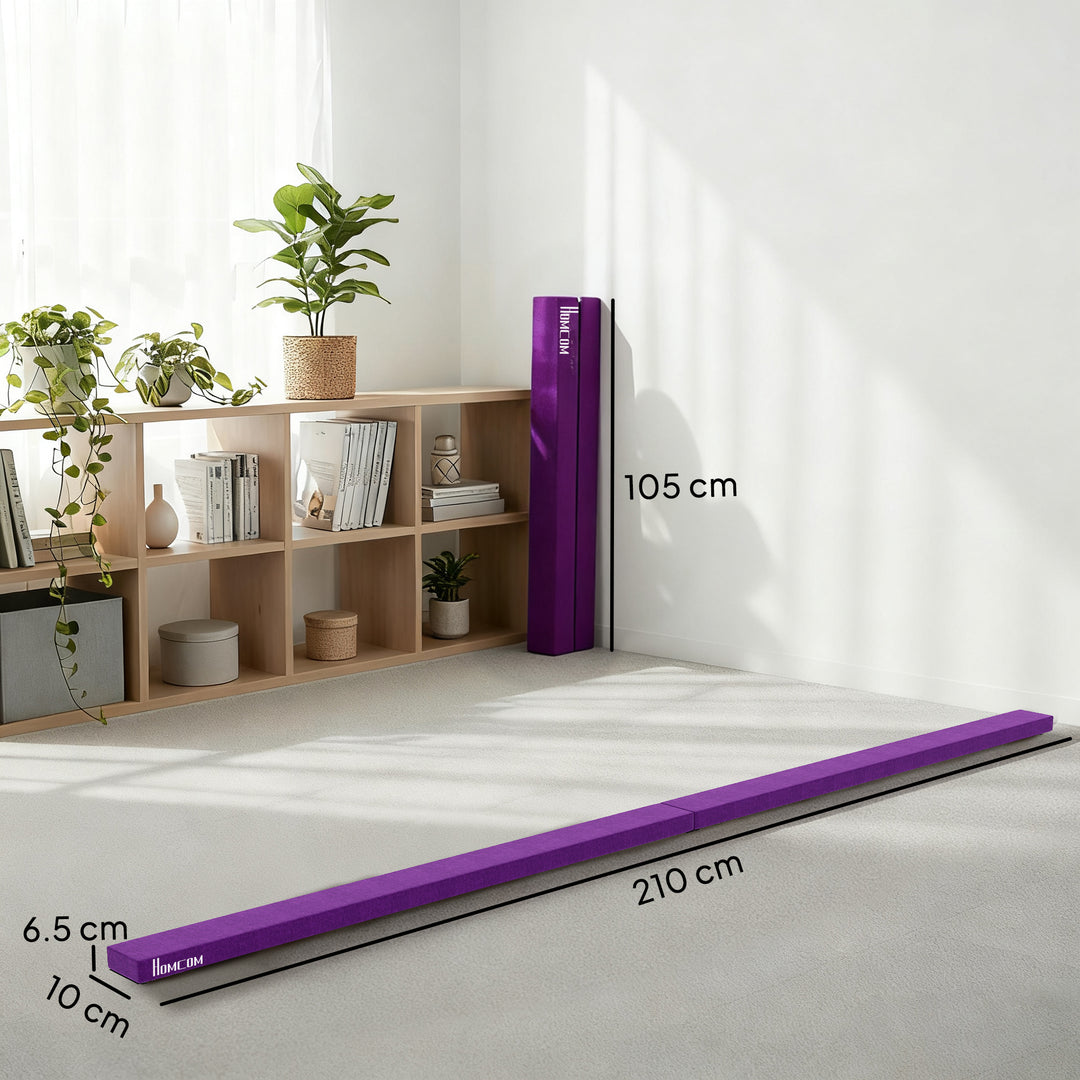 MCL 2.4M 8FT Gymnastics Folding Balance Beam Home Gym Training Exercise Sports - Purple