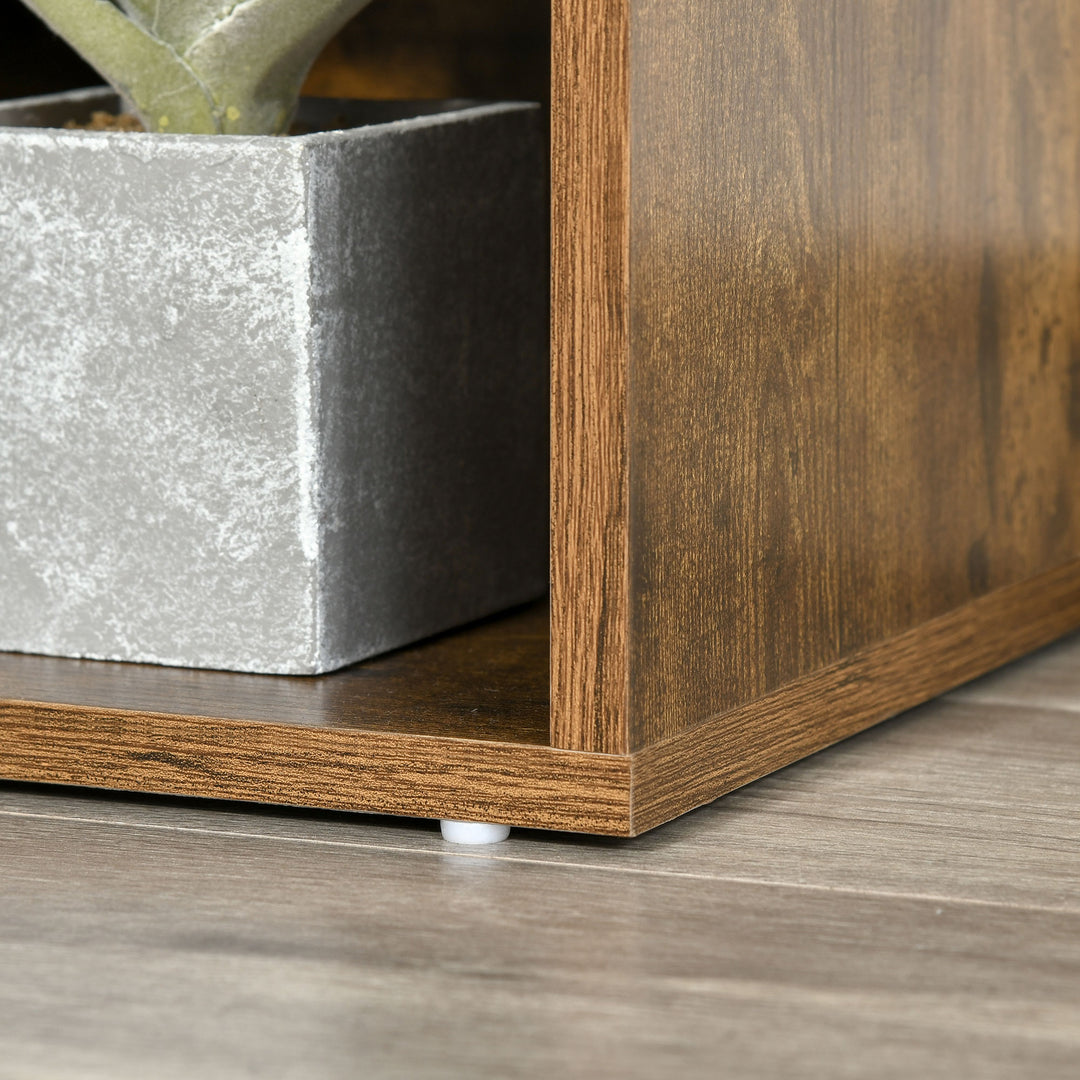 MCL Bookcase Storage Shelf with Cushioned Reading Seat, Cube Bookshelf Organizer for Bedroom Living Room, Rustic Brown