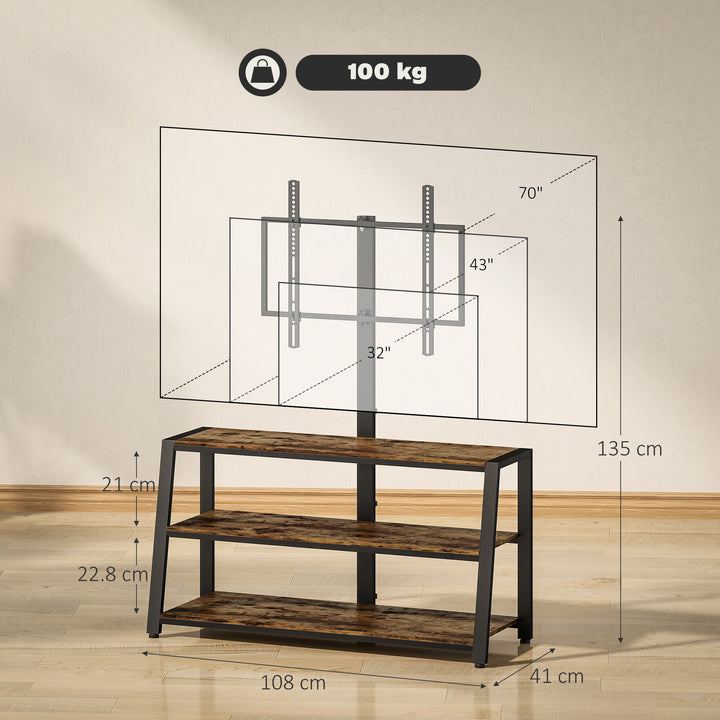 Industrial-Style TV Stand, with 35° Swivel Bracket - Dark Brown