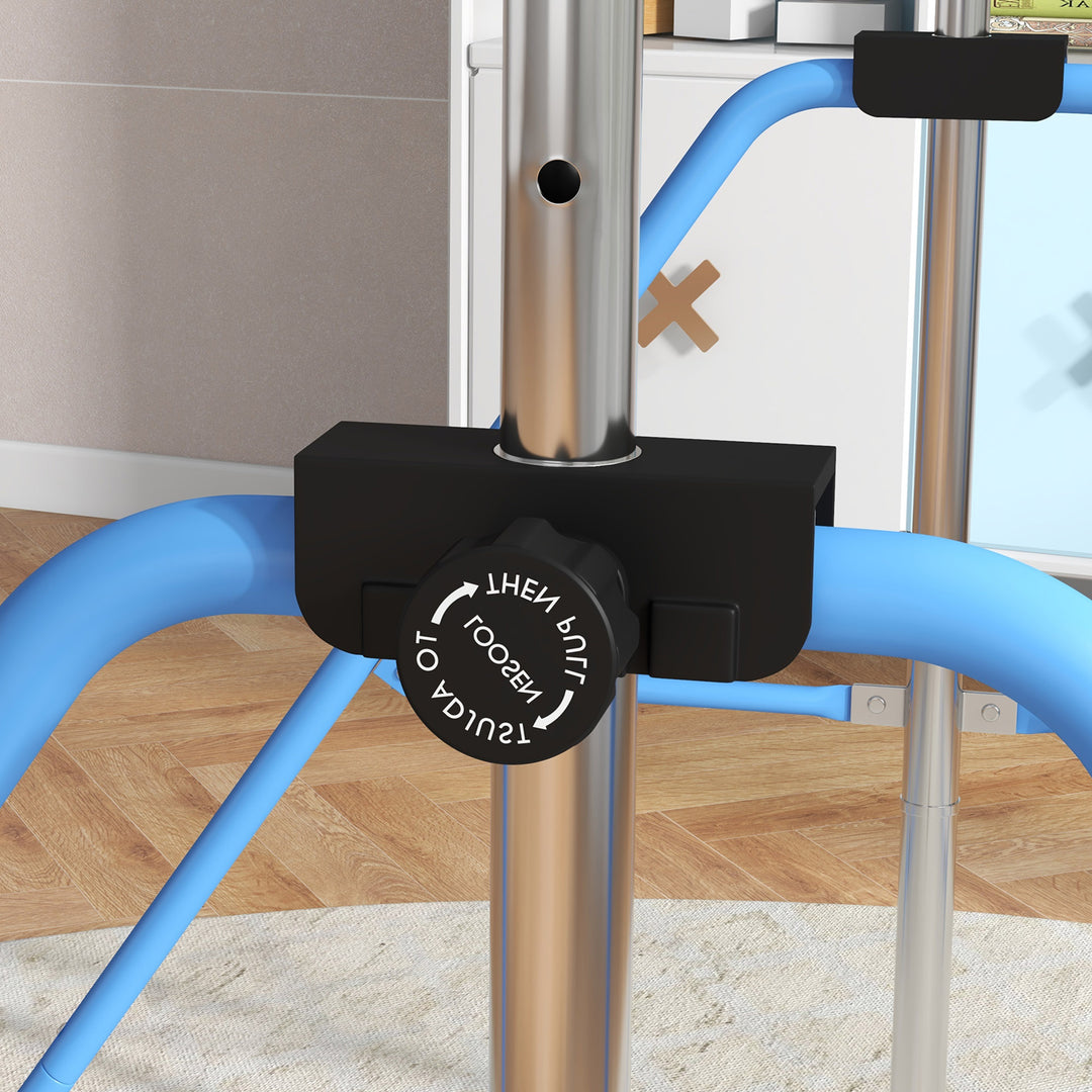 Adjustable Height, Foldable Kids Gymnastics Bar w/ Non-slip Rubber Floor Rings, for 3+ Years, Blue