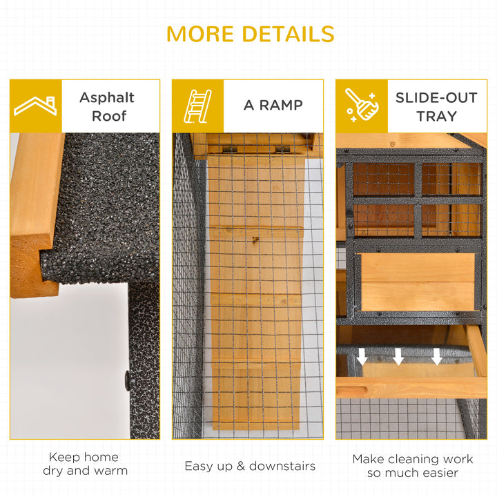 Rabbit Hutch Guinea Pig Hutch Wood-metal Elevated Guinea Pig House Pet Bunny Cage for Outdoor 122 x 63 x 92cm Light Yellow