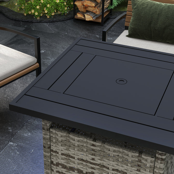 72.5 x 72.5cm 50,000 BTU Fire Pit Table, with Cover - Grey