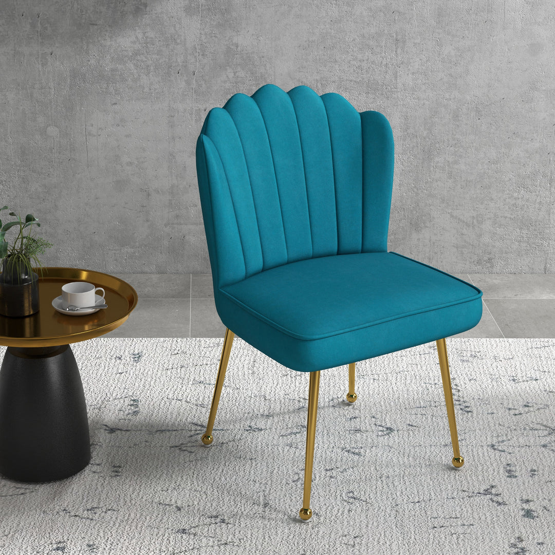 Set of 2 Velvet-Feel Shell Accent Chair - Blue