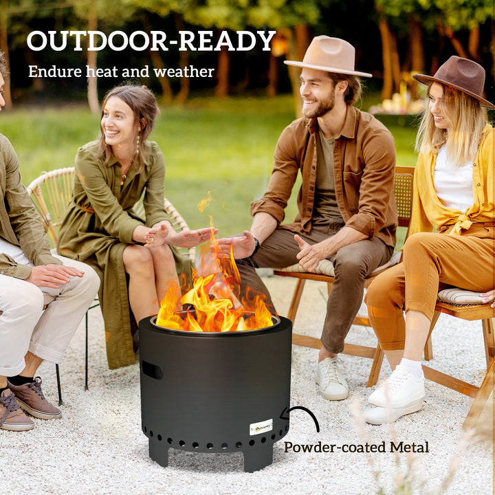 Smokeless Steel Fire Pit, with Poker - Grey