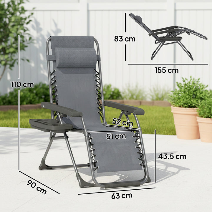 Zero Gravity Chairs Set of 2, Folding Sunloungers Reclining Garden Cha