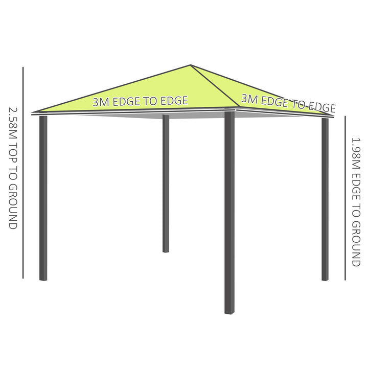 MCL 3 x 3(m) Garden Gazebo, Outdoor Gazebo Canopy Shelter with Curtains and Steel Frame for Lawn, Yard and Deck, Green