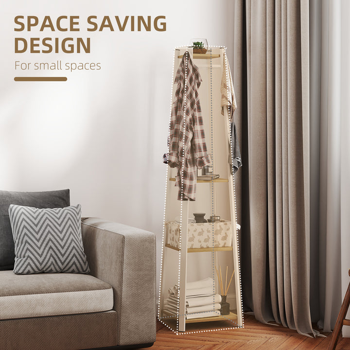 Compact Freestanding Coat Rack - White/Oak