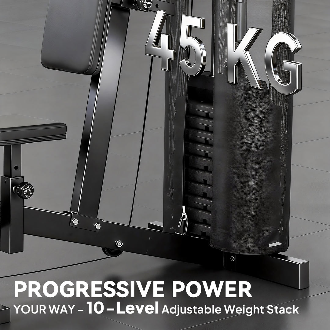 Multi Gym with Adjustable Seat and Back, All in One Home Gym Machine w