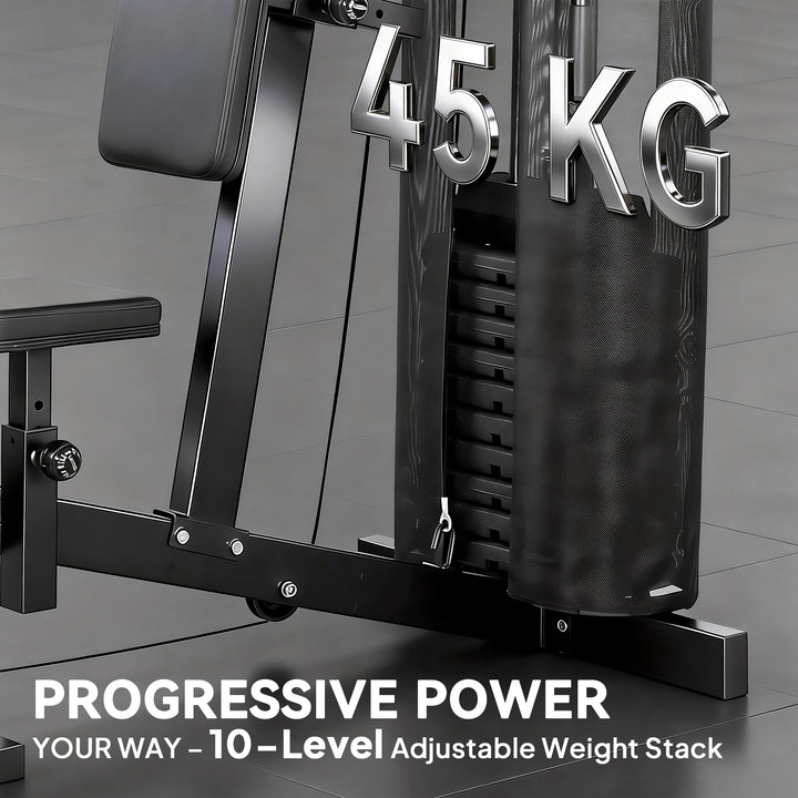 Multi Gym with Adjustable Seat and Back, All in One Home Gym Machine w