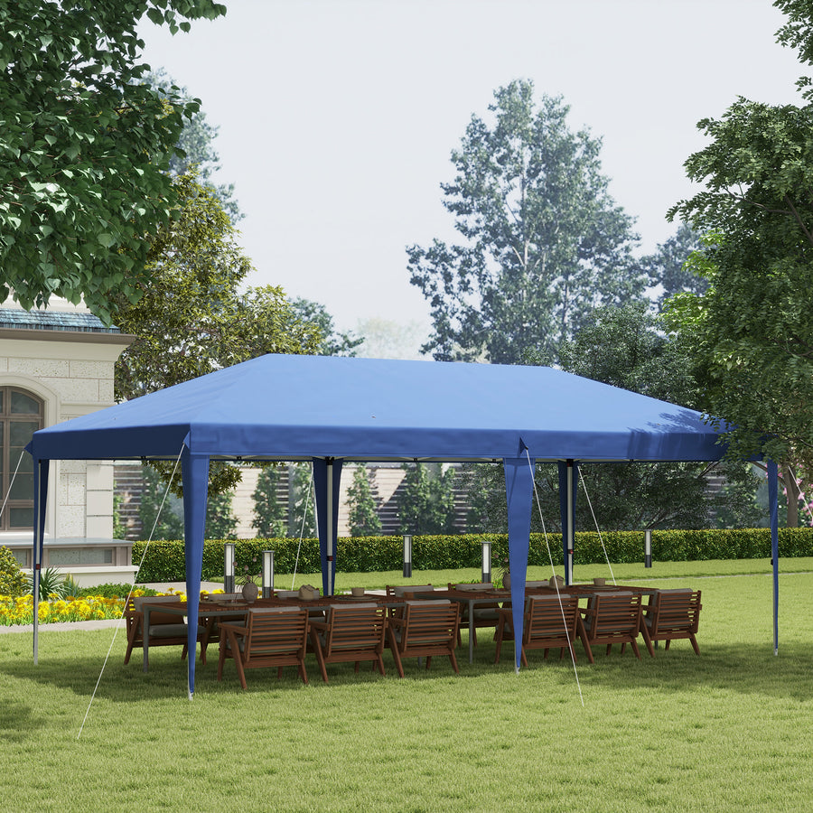 Pop Up Gazebo 3 x 6m, Foldable Canopy Tent, Height Adjustable Wedding Awning Canopy w/ Carrying Bag, Blue