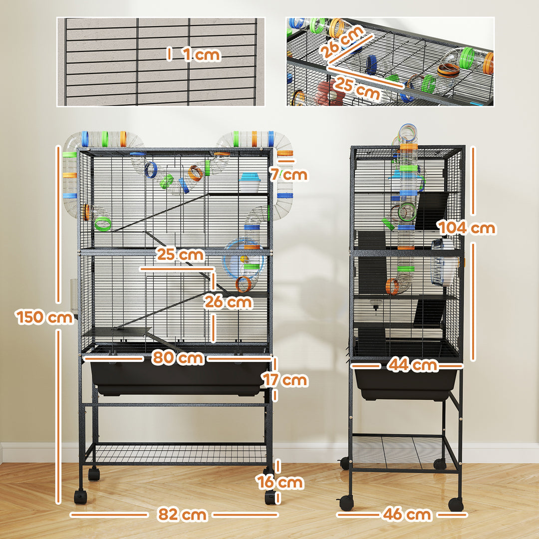 5 Tier Large Hamster Cage on Wheels with 17 cm Deep Tray, Storage Shelf for Syrian, Gerbil, Rats