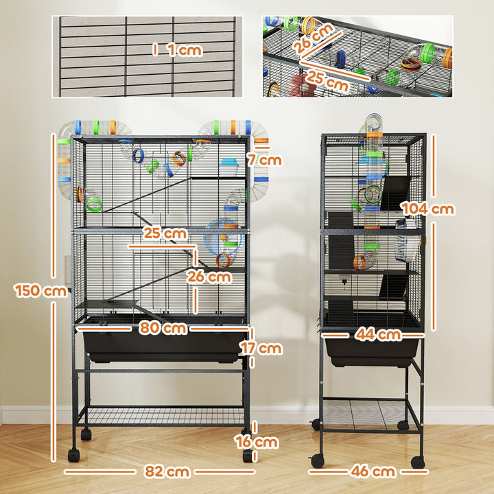 5 Tier Large Hamster Cage on Wheels with 17 cm Deep Tray, Storage Shelf for Syrian, Gerbil, Rats
