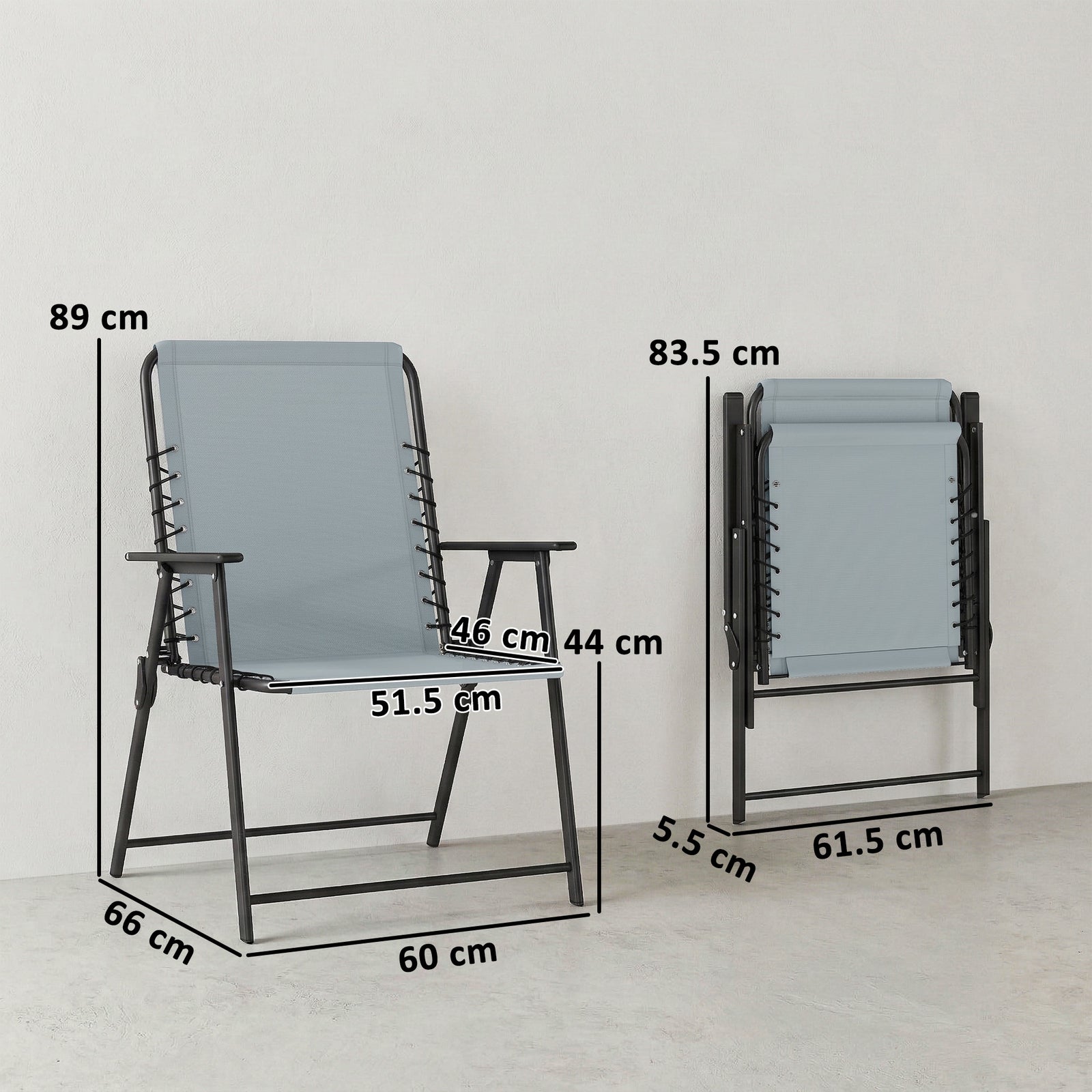 Folding Garden Chairs Set of 2, Outdoor Dining Chairs with Wide Textel
