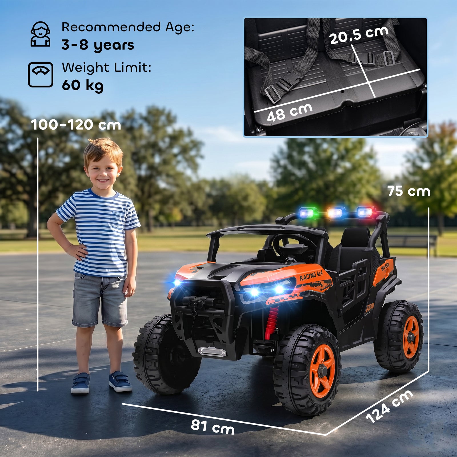 24V Electric Ride on Car, 2-Seater Electric Car for Kids with Remote, 