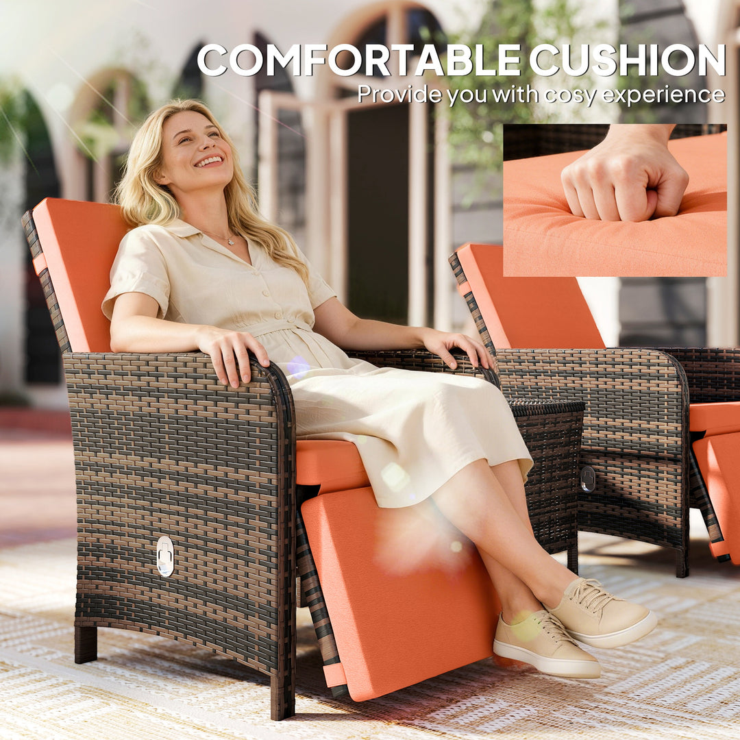 3 Pieces Rattan Bistro Set Balcony Furniture with Cushions, Storage Fu