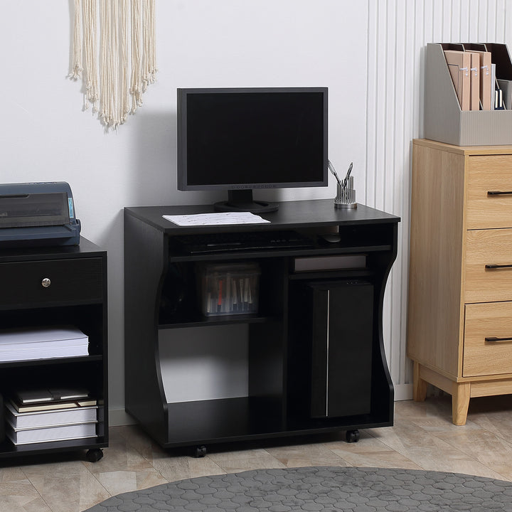 MCL Multi-Storage Compact Work Desk, with Wheels - Black