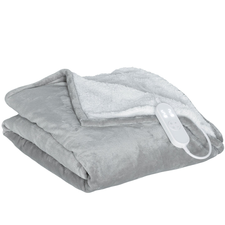MCL Heated Blanket 180 x 130cm, Electric Throw Blanket with 10 Heat Levels and 10H Timer, Machine Washable Flannel and Cotton Velvet with Overheat Protection, Grey