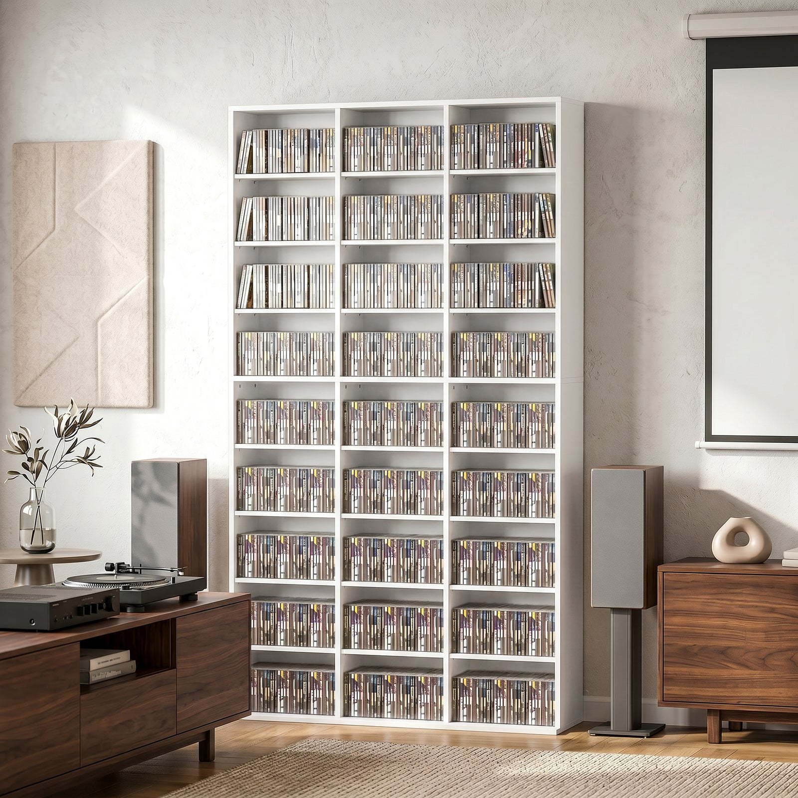 835 CD/500 DVD Storage Unit, Blu-ray Media Storage Shelf with 27 Compa
