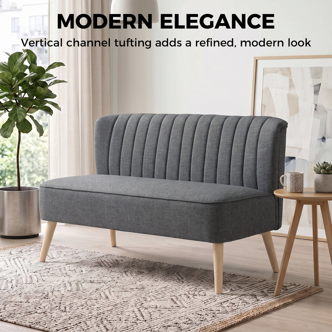 2 Seater Sofa for Living Room, Modern Linen-Look Fabric Couch - view 4