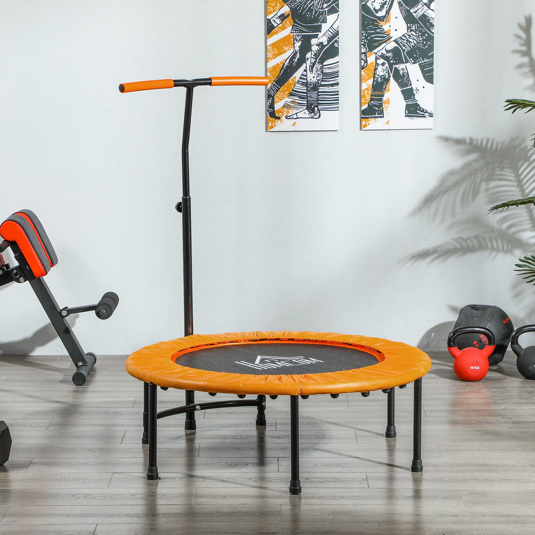 40" Fitness Trampoline with Adjustable Handle, Rebounder Trampoline, Mini Jumper for Indoor Exercise Workout, Orange