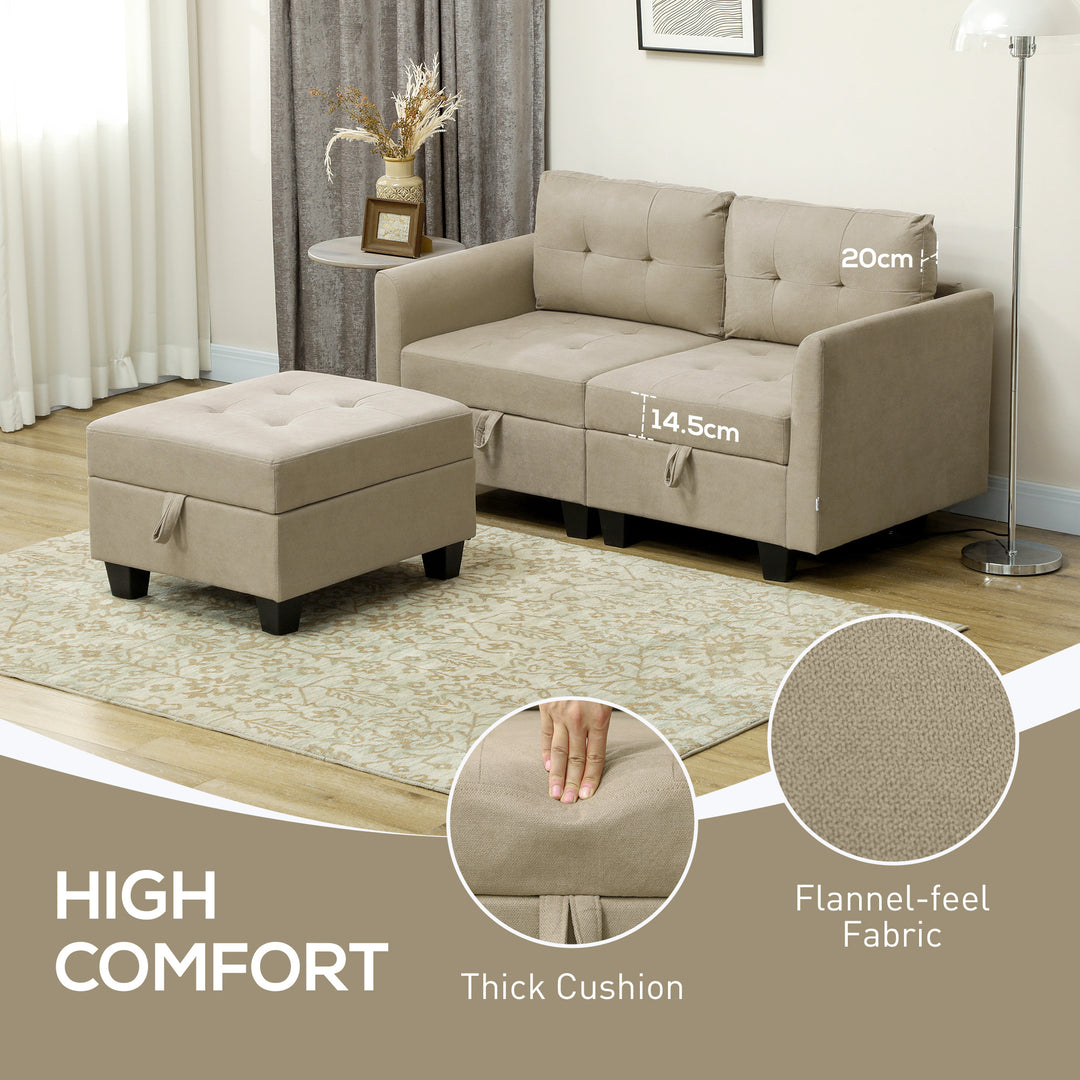 L' Shape Modular Storage Sofa - Light Brown
