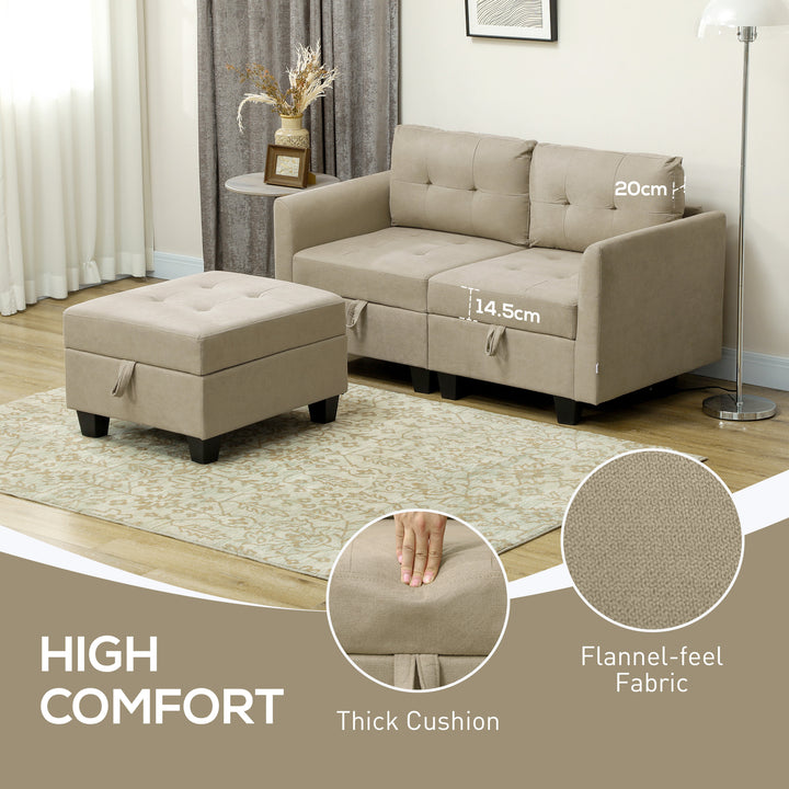 L' Shape Modular Storage Sofa - Light Brown