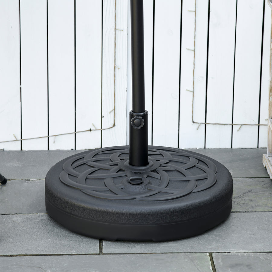 Garden Parasol Base Holder, Outdoor Market Umbrella Stand Weight with Built-In Handle, 25kg Water or 35kg Sand Filled, Black