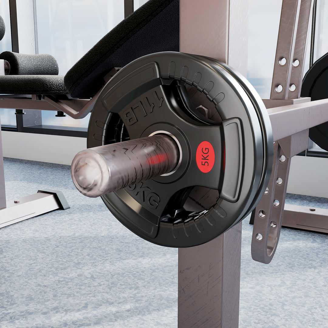 MCL Olympic Weight Plates, 2"/5cm Weight Disc Pair with Tri-Grips, 2 x 5kg Dumbbell Plates for Weightlifting and Strength Training Home Gym Fitness Workout, Black