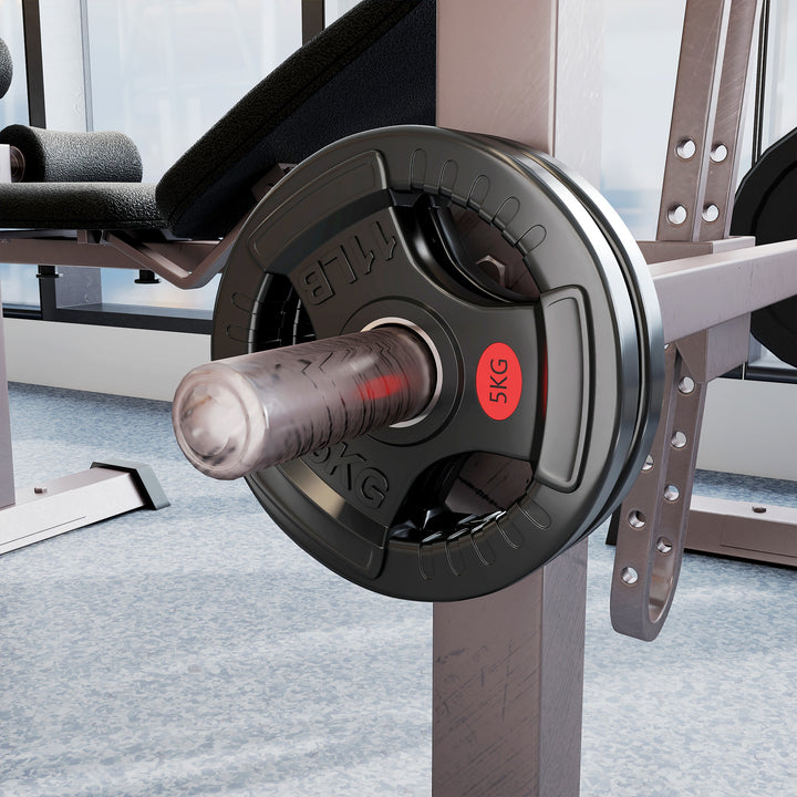 MCL Olympic Weight Plates, 2"/5cm Weight Disc Pair with Tri-Grips, 2 x 5kg Dumbbell Plates for Weightlifting and Strength Training Home Gym Fitness Workout, Black