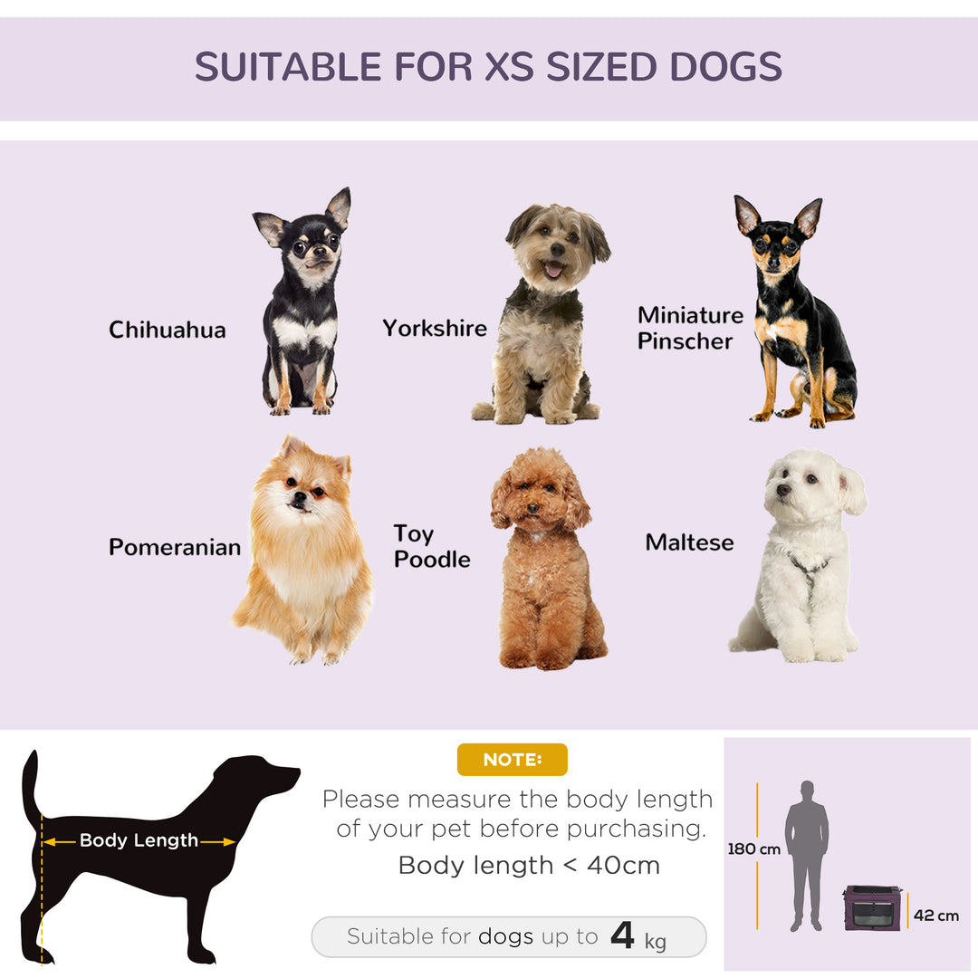 PawHut Portable Pet Carrier, Foldable Travel Bag for Small Dogs and Cats, Lightweight and Breathable, Purple | Aosom UK