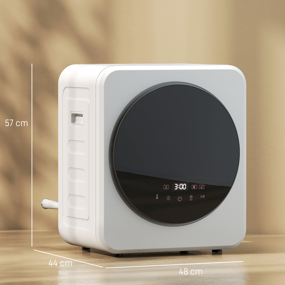 MCL 4kg Vented Tumble Dryer, 800W Compact Freestanding Front Tumble Dryer with Stainless Steel Tub and Customisable Timer, Wall-Mounted Portable Small Clothes Drying Machine, White