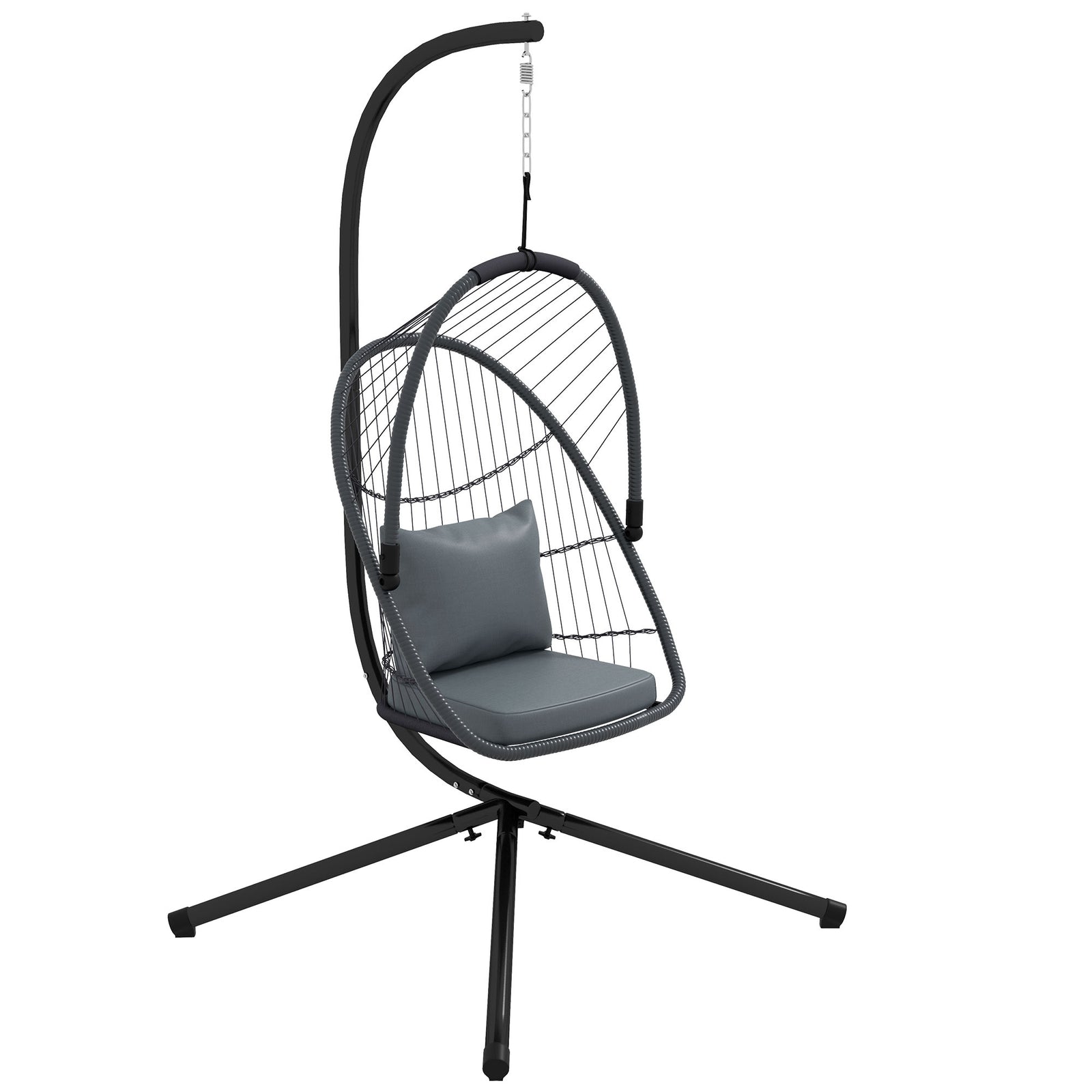 Single Egg Chair, with Steel Frame Stand - Grey